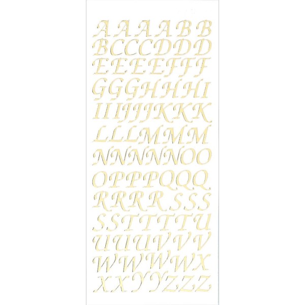 Sticker, Alphabet 2 Großbuchstaben, Spiegelfolie gold