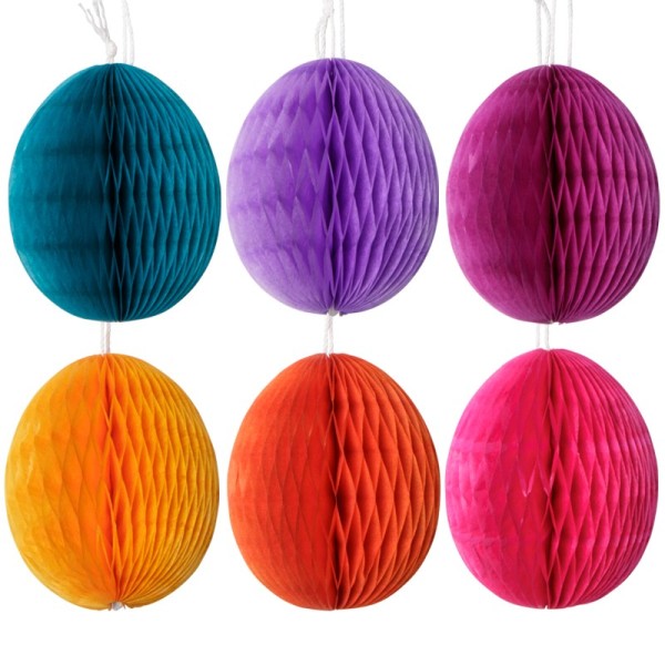 Waben-Eier, 5cm x 6cm, 6 Farben, 12 Stück