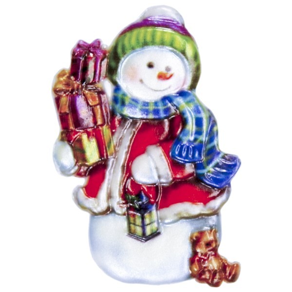 Wachsornament Schneemann mit Geschenken