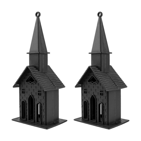 Deko-Kirchen, Rohlinge, 16cm x 6,5cm x 5cm, mit Öse zum Aufhängen, 2 Stück