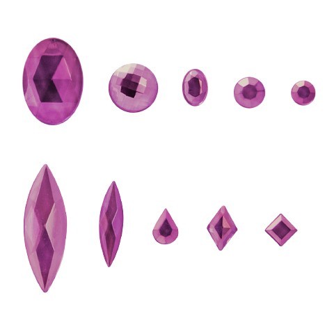 Kristalle, 1000 Stück, verschiedene Formen, violett-irisierend
