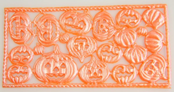 Wachsornamente Kürbisse, orange-perlmutt, 8 x 16 cm