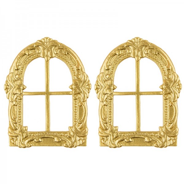 Wachsornament, Fenster, 9x7cm, gold, 2er Set