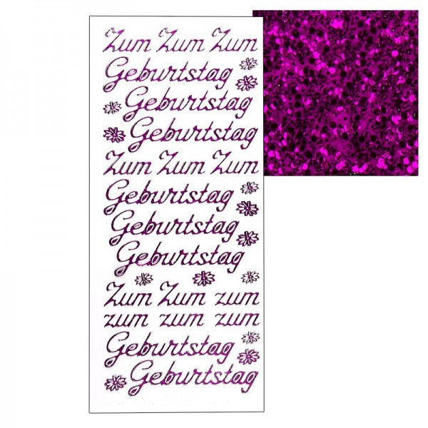 Microglitter-Sticker, "Zum Geburtstag", pink