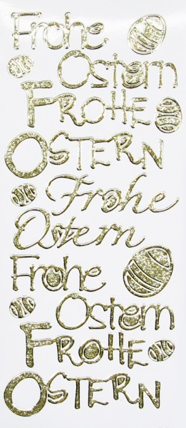 Microglitter-Sticker "Frohe Ostern", gold