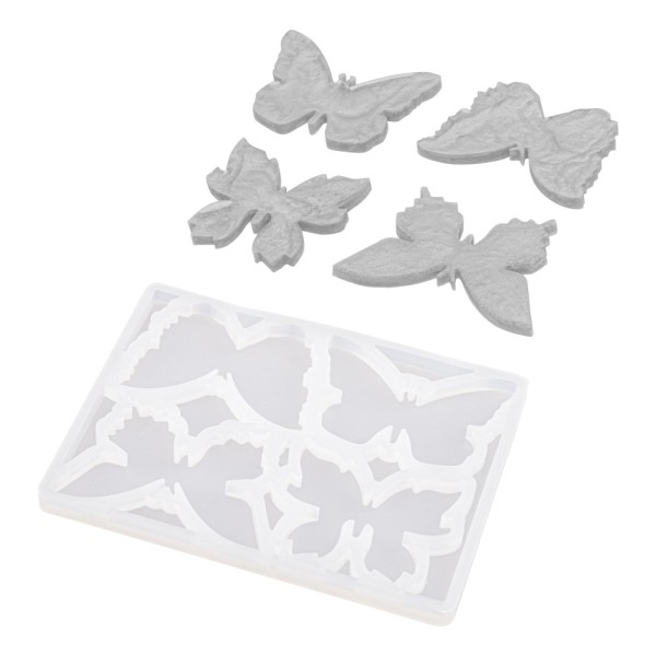 Silikonform, Schmetterlinge 1, 8,8cm x 0,5cm x 7cm, 4 Designs, lebensmittelecht