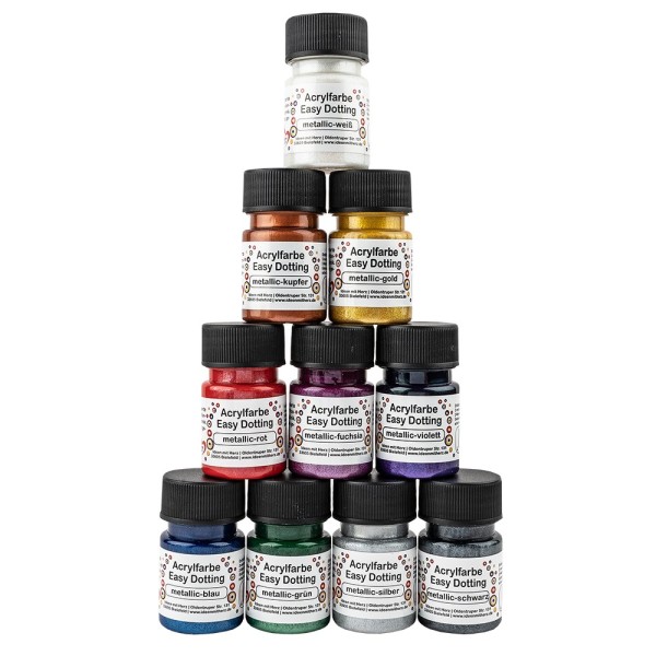 Acrylfarben Easy Dotting, metallic, verschiedene Farben, 10 Flaschen à 30ml