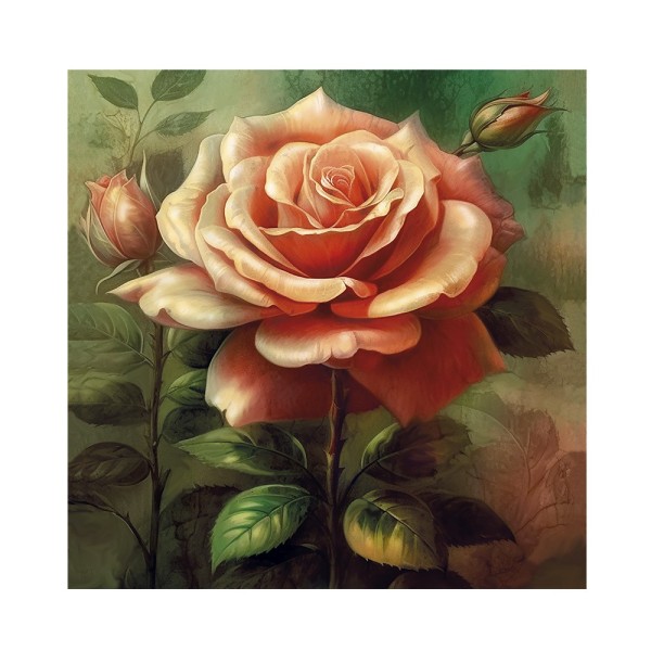 Diamond Painting, Rose in Apricot, 30cm x 30cm, Motivleinwand, inkl. Werkzeug