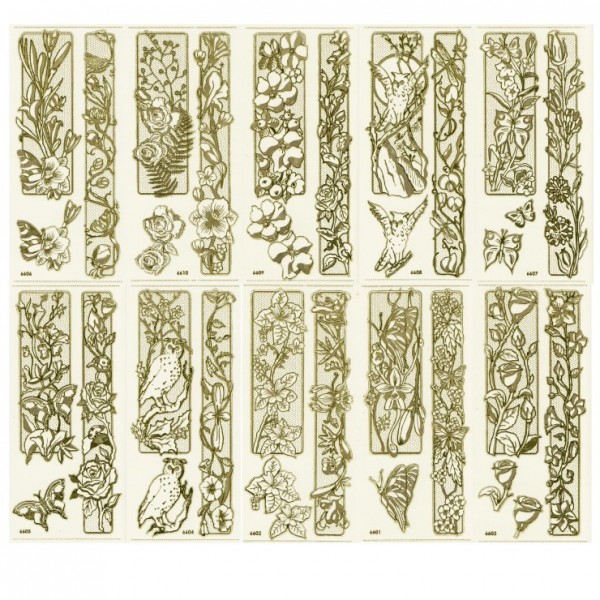Gravur-Sticker, 20 florale 3-D Bordüren