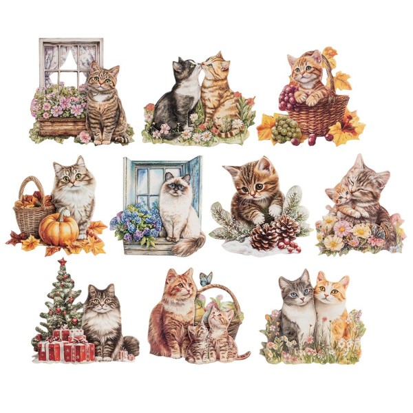3-D Motive, Katzen, 7,5-9,5cm, 10 Motive