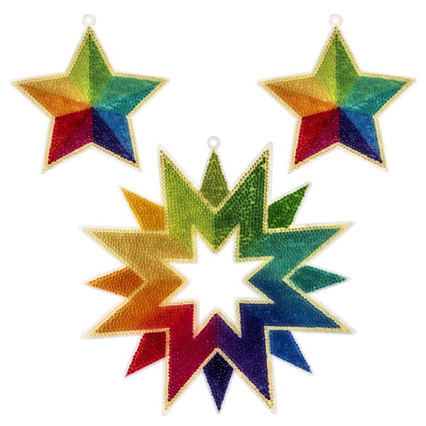 Diamond-Painting-Sterne zum Aufhängen, 3 Stück in 2 versch. Größen