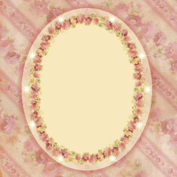 Lichteffekt-Grußkarte Rosenpassepartout oval, 16 x 16 cm