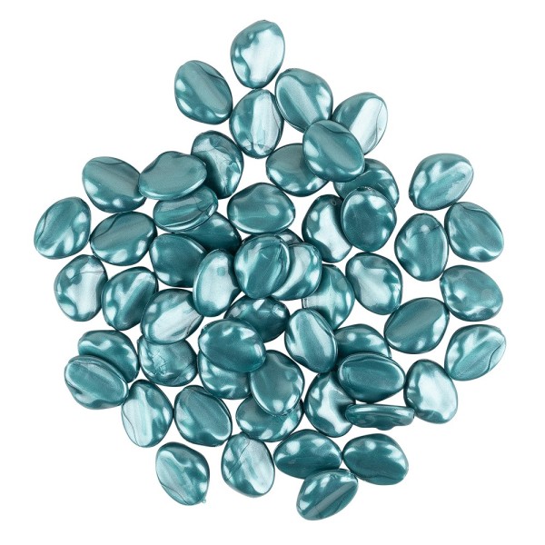 Perlen, Oval-Form, glänzend, 1,7cm x 1,3cm, petrol, Perlmutt, 55 Stück