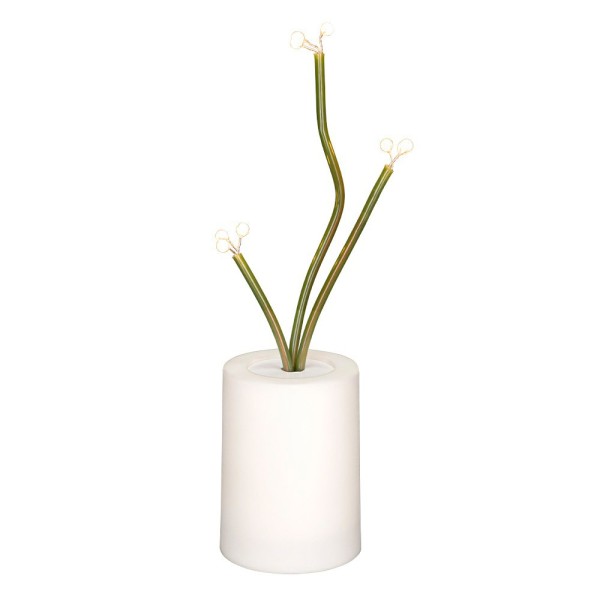 LED-Blumenstiele im Topf mit Perlen-Blütenstempeln, ca. 25 cm hoch, 9 LEDs in Warmweiß, mit Timer
