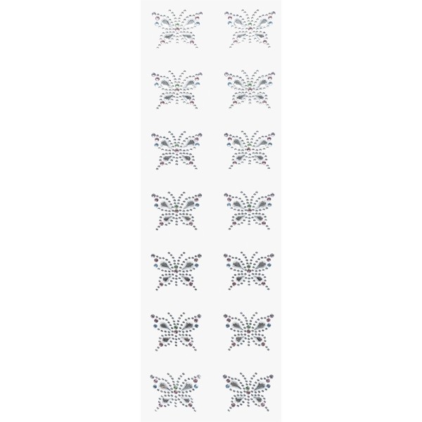 Strass-Schmetterlinge, 14 Sticker, selbstklebend, facettierte Schmucksteine
