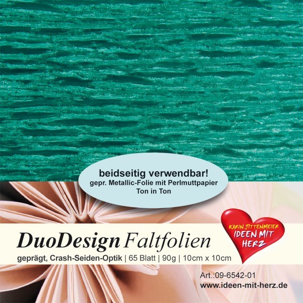 DuoDesign Faltfolien, Seiden-Optik, 10 x 10 cm, 65 Blatt, türkis
