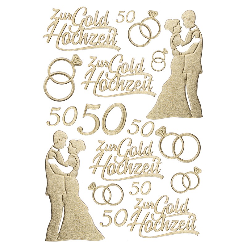 3-D Sticker-Bordüren Deluxe Ornament 1, selbstklebend, gold, Hochzeits-Sticker, Basteln Hochzeit, Bastelbedarf für Anlässe