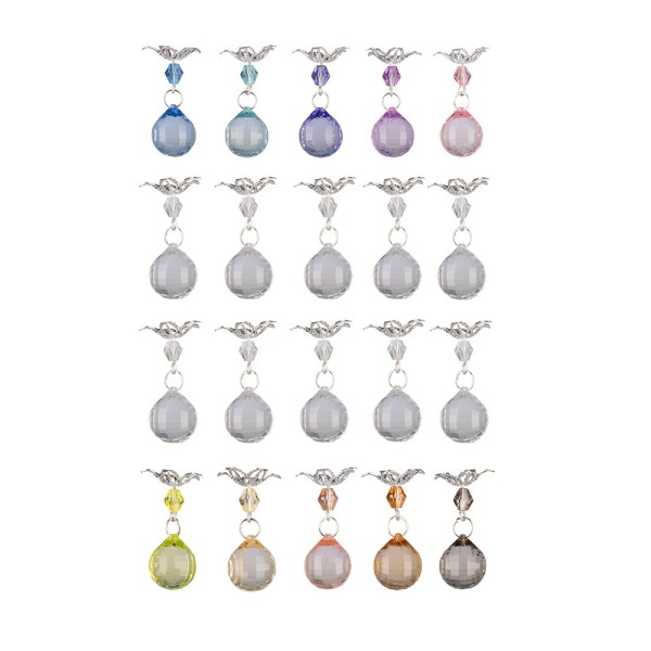 Acrylglas-Anhänger mit Perlenkappe, Design 3, 3,2cm x 1,4cm, 11 verschiedene Farben, 20 Stück