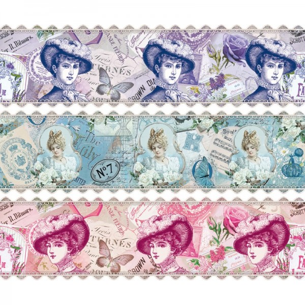 Zauberfolien "Vintage Damen", Schrumpffolie für Ø10cm, 9cm hoch, 6 Stück