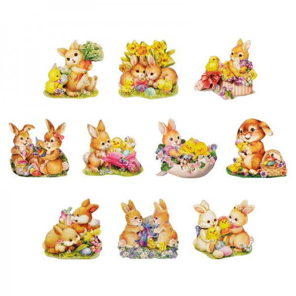 3-D Motive, Osterzeit, Gold-Gravur, 6-8cm, 10er Set