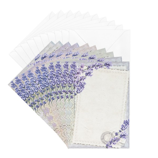 Motiv-Grußkarten, Lavendel, 11,5cm x 16,5cm, 230g/m², 5 Designs, inkl. Umschläge, 20-teilig