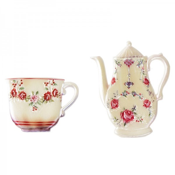 Wachsornamente, Tasse & Kanne 1, Kaffee/Tee, 2 Stück