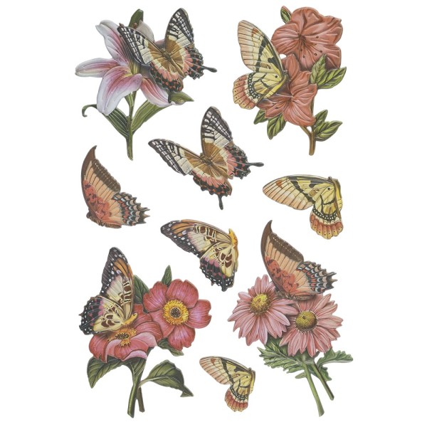 3-D Relief-Sticker, Schmetterlinge & Blumen 5, versch. Größen, selbstklebend