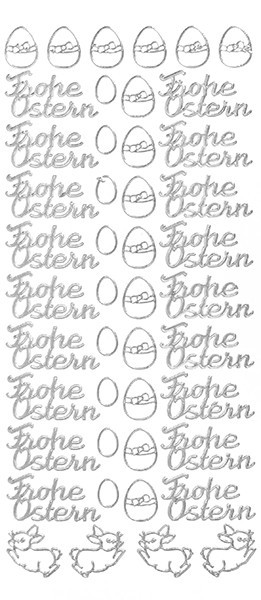Sticker Frohe Ostern, Perlmuttfolie, silber