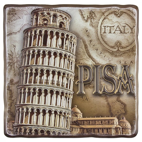 Relief-Sticker, Nostalgie Pisa, 18 cm x 17,5 cm