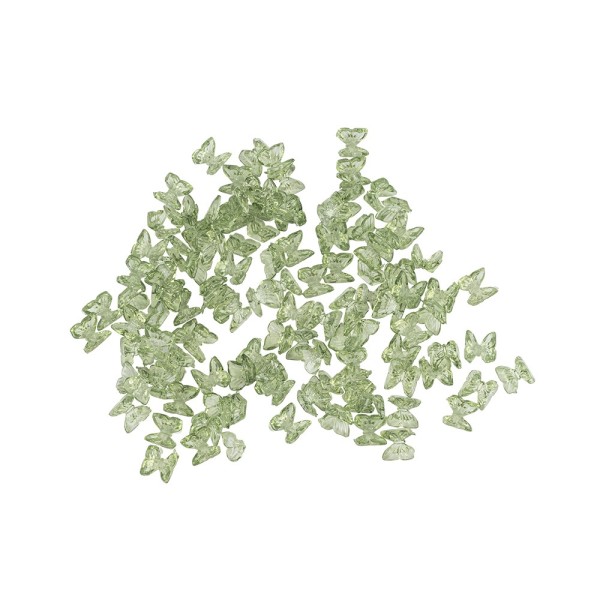 Miniatur-Schmuckstein-Schmetterlinge, transparent, 0,6cm x 0,6cm x 0,3cm, grün, 100 Stück