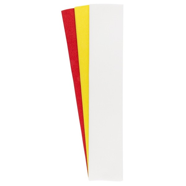Krepp-Papiere, 50cm x 200cm, weiß, gelb, rot, 3 Stück