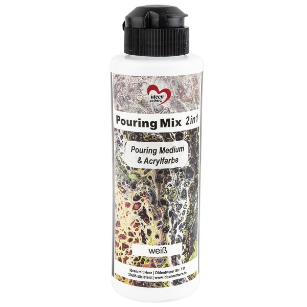 Pouring Mix, 2 in 1, Pouring Medium & Acrylfarbe, weiß, 180ml