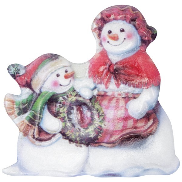 Wachsornament Lustige Schneemänner 9, farbig, geprägt, 6,5-7cm