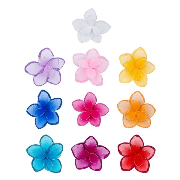 Organza-Blüten mit Drahtkante, Ø 7,5cm, 10 verschiedene Farben, 10 Stück