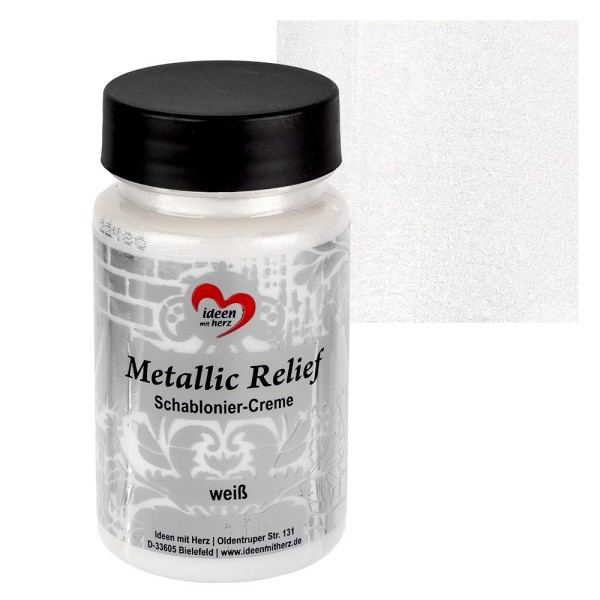 Metallic Relief, Schablonier-Creme, weiß, 90ml