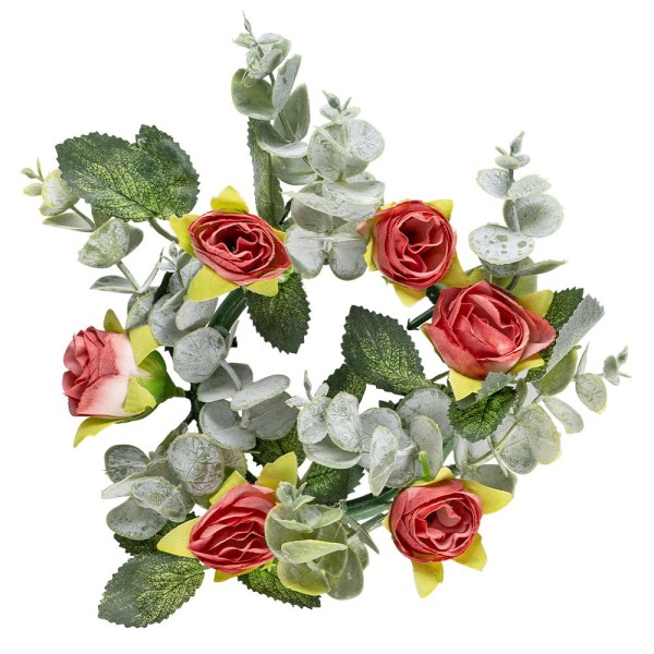 Kranz mit Rosen & Eukalyptus 2, innen: Ø 7,5 cm, außen: Ø 18cm,