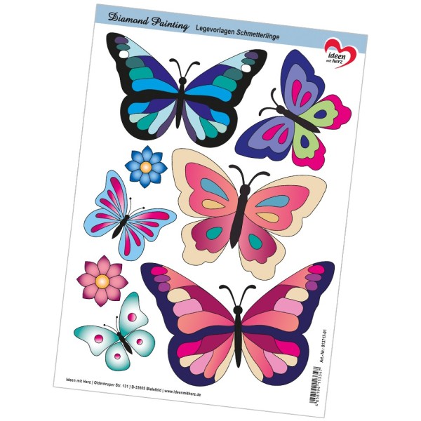 Vorlage für Diamond Painting: Schmetterlinge, DIN A4