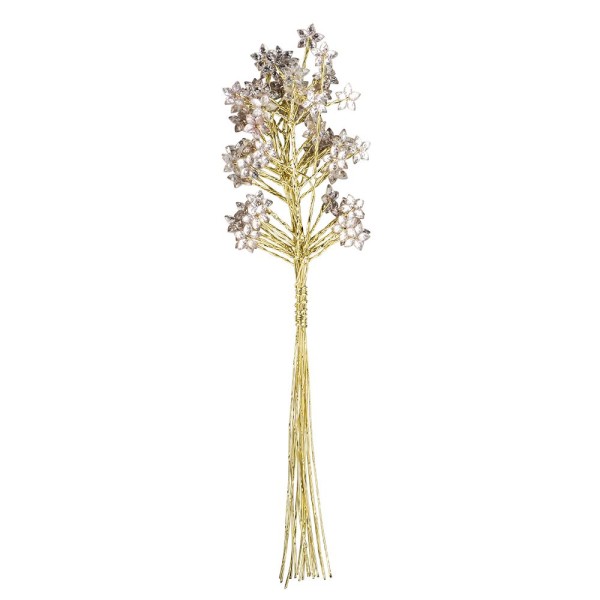 Kristallzweige, Blumen, 14cm, silber hinterlegt, rosa, 10 Stück