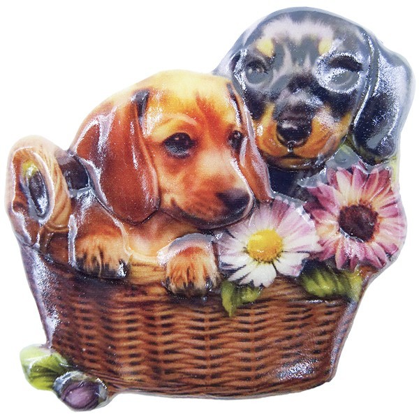 Wachsornament Hunde 1, farbig, geprägt, 7cm