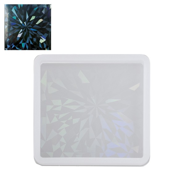 Silikonform, Holografie-Effekt, Quadrat, 9,6cm x 9,6cm x 1cm, lebensmittelecht