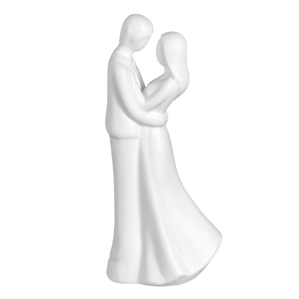 Deko-Figur, Brautpaar 2, 20,9cm x 9,8cm x 7,2cm, matt-weiß