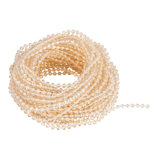 Perlen-Band, 10m lang, Perlen: Ø 3mm, transparent, creme