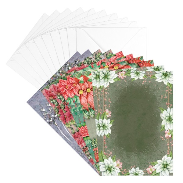Motiv-Grußkarten, Weihnachtssterne, 11,5cm x 16,5cm, 230g/m², 5 Designs, inkl. Umschläge, 20-teilig
