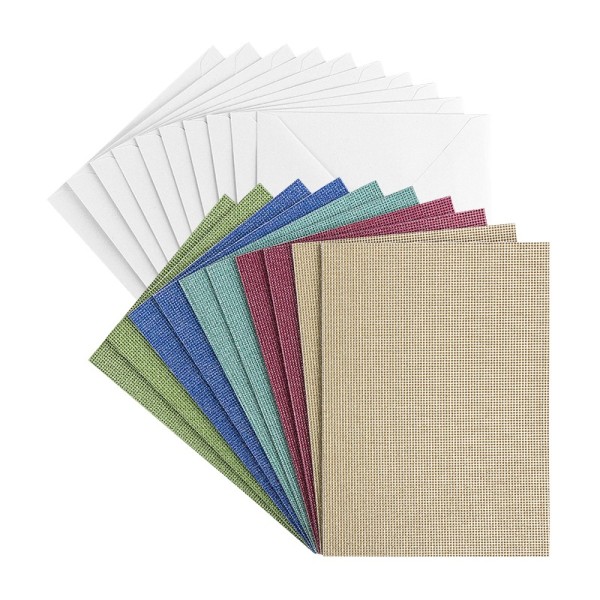 Grußkarten, Glitzer-Leinen, C6 (10,5cm x 14,5cm), 5 Farben, inkl. Umschläge, 10 Stück