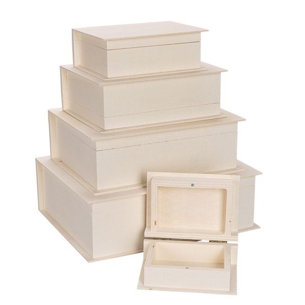 Boxen, Holz, Bücher, verschiedene Größen, 5 Stück