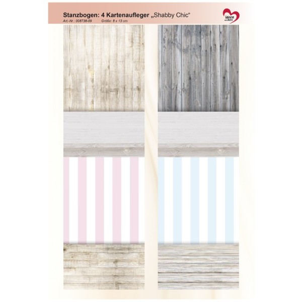 Stanzbogen, 4 Kartenaufleger "Shabby Chic", DIN A4, Design 9