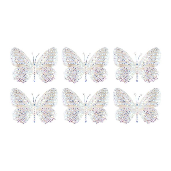 Kristallkunst-Schmucksteine, Schmetterling 1, 3,3cm x 4,3cm, transparent, klar, irisierend, 6 Stück