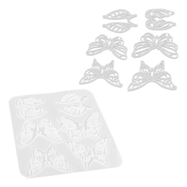 Silikonform, Schmetterlinge 4, 16,5cm x 0,5cm x 14,3cm, 8 Designs, lebensmittelecht