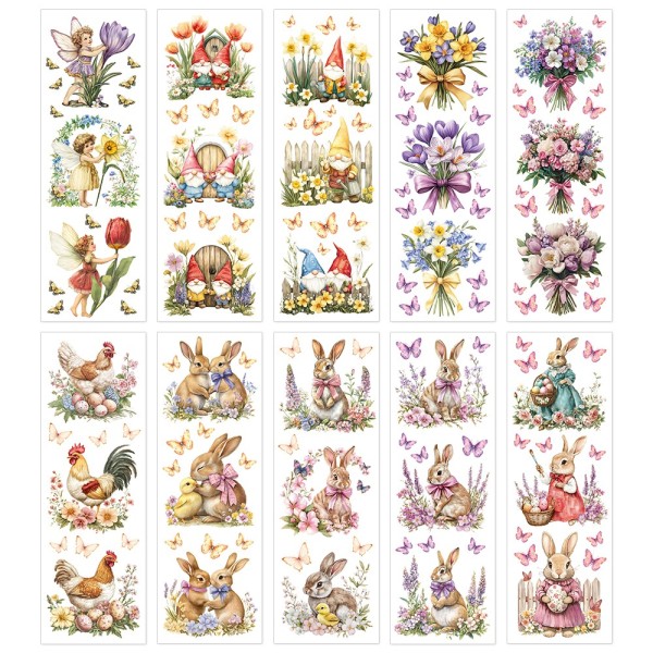 Premium-Transfers, Frühlings- und Osterzeit, 10cm x 30cm, farbig, 10 Bogen