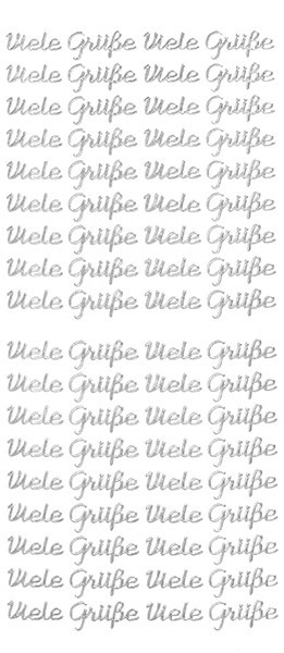 Sticker, Schrift, Viele Grüße, silber